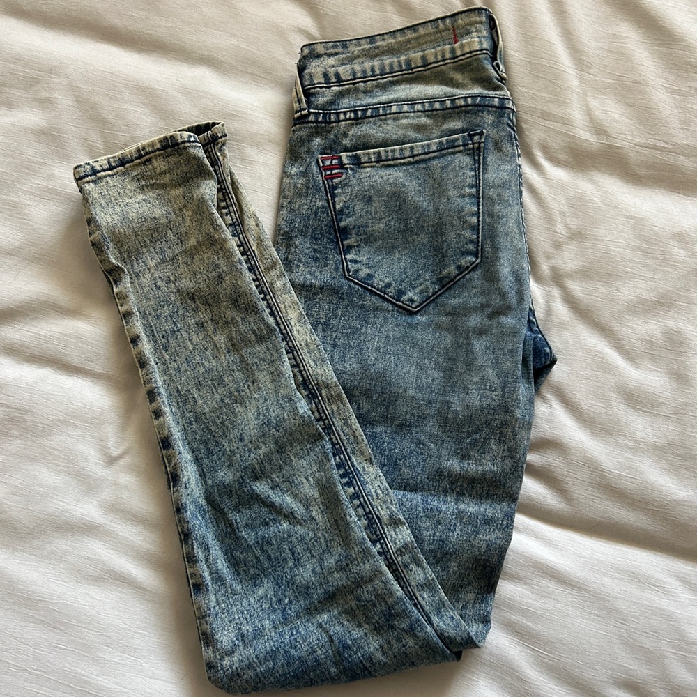 BDG Blue Skinny Jeans with Vintage Wash and Distressed Details